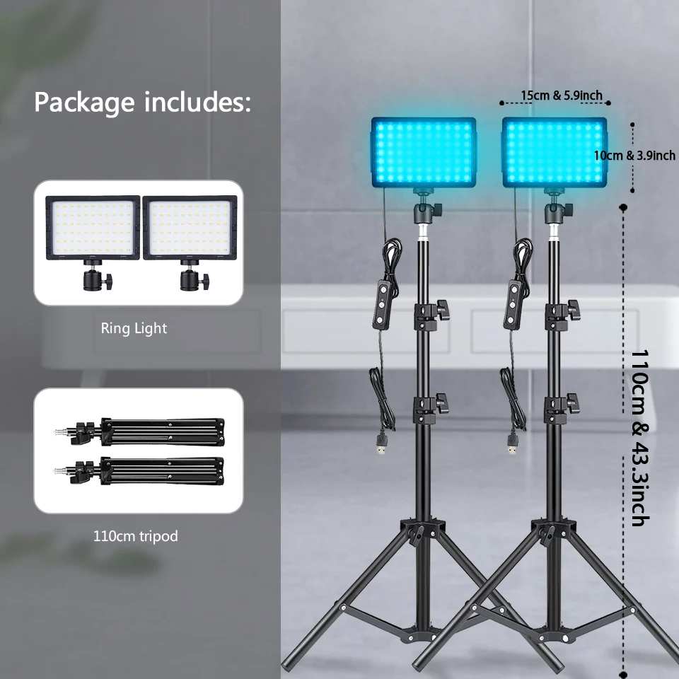 LED Fotografie Video Licht Panel Beleuchtung Foto Studio Lampe Kit Mit Stativ RGB Filter Für Schießen Live-Streaming Youbube