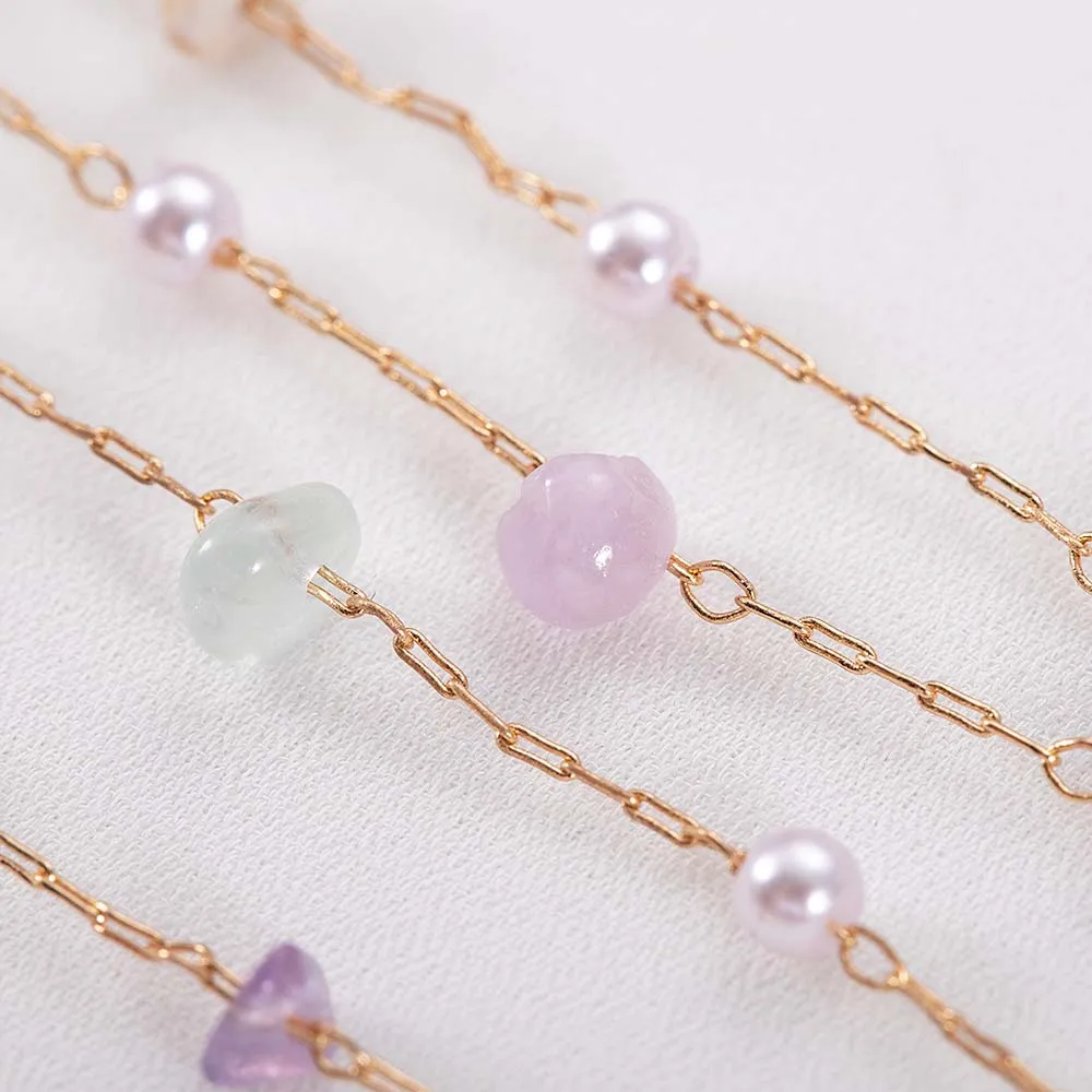 0,5 M 1 M Bunte Unregelmäßige Stein Halskette Kette Imitierte Perle Kupfer Ketten für DIY Urlaub Halskette Schmuck Machen Großhandel – Detail 3
