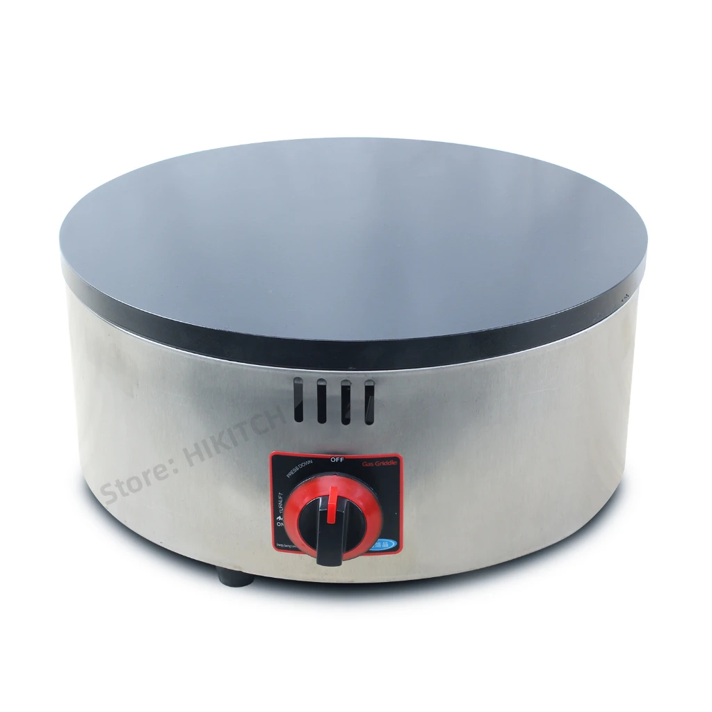 Commercial circular gas crepe maker LPG household coarse grain baking stove with non-stick 40cm rounded pan for stall shop