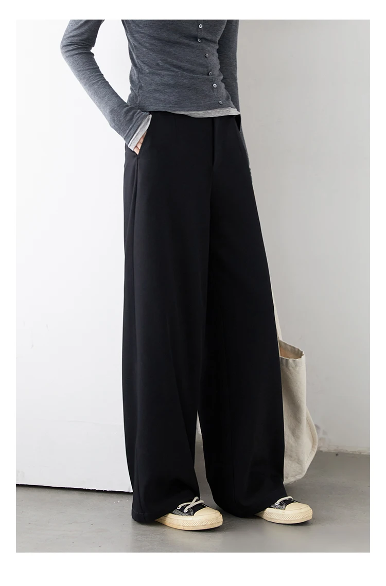 CHIC VEN Women Pants Solid Casual Slim Straight Leg Suit Wide Leg Ladies Trousers Spring Autumn 2025 Clothing for Woman