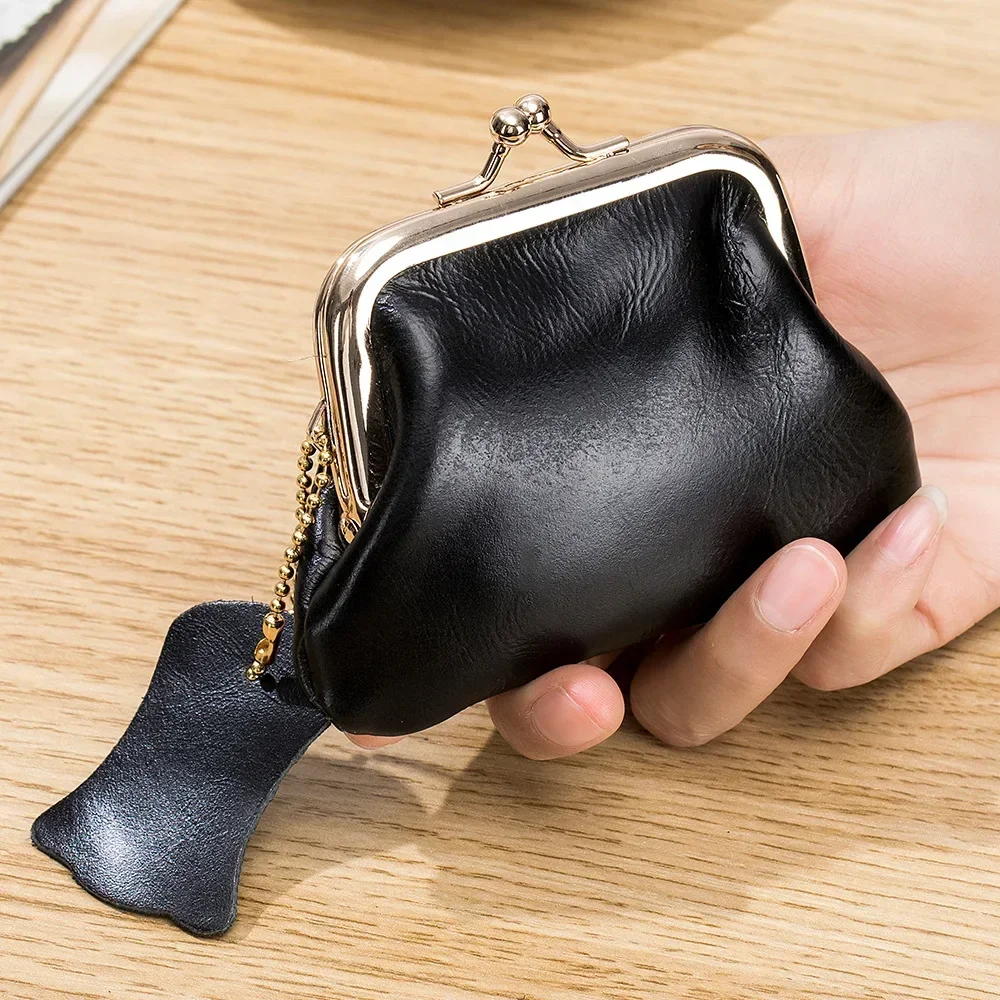 Women Small Coin Purse Genuine Cow Leather Ladies Fashion Card Holder Wallets Small Purses Elegant Bags