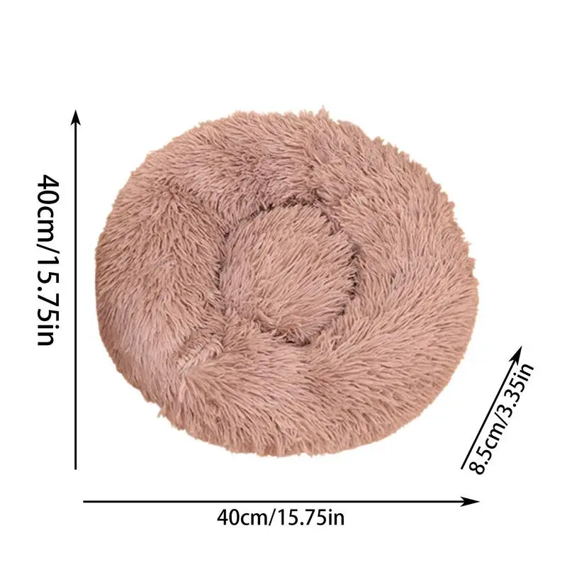 Soft Plush Round Pet Bed Round Plush Donut Cuddler Bed Cushion For Small Dogs And Cats Pet Snooze Sleeping Kennel For