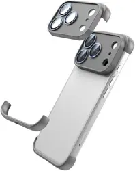 Frameless Soft Silicone Bumper Case with Camera Lens Protector - iPhone 16 Pro Max (Titanium Gray)