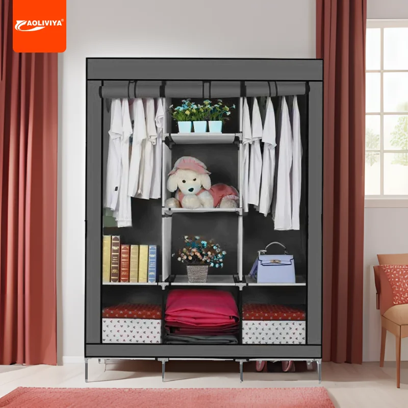 

Aoliviya in Stock Simple Combination Non-Woven Wardrobe Simple Folding Storage Wardrobe Reinforced Rental House Dormitory Storag