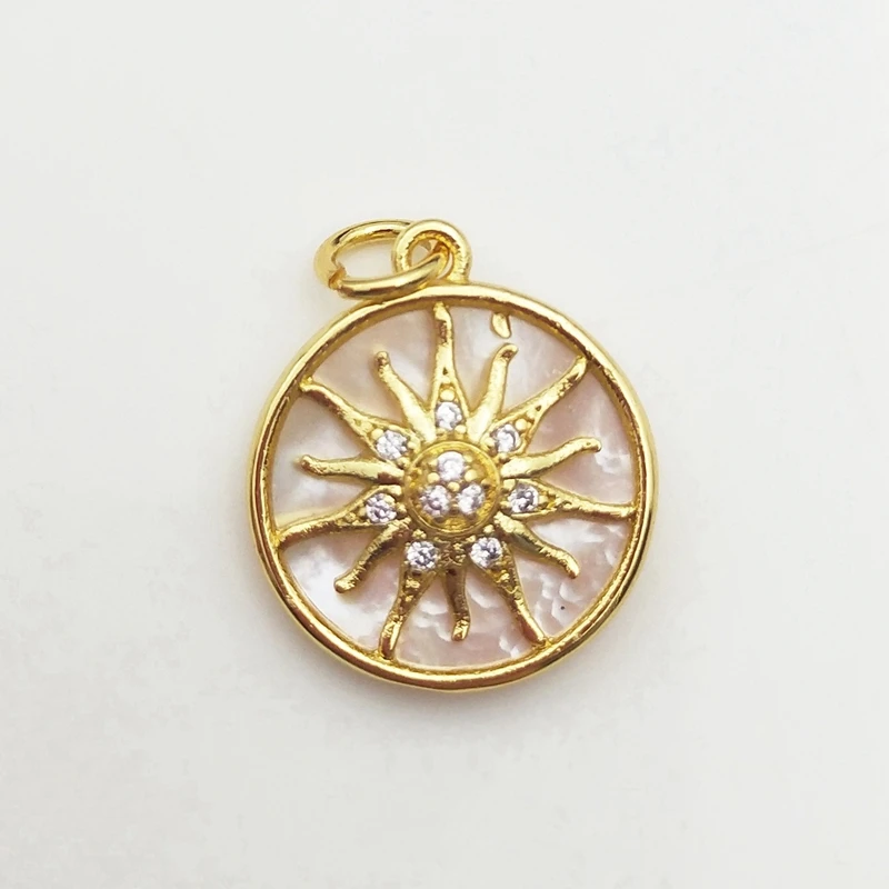 Colgante de fritillario blanco chapado en oro y plata para concha de sol, personaje de mujer, estrellas, CZ, joyería artesanal, collar, pendientes _ - AliExpress Mobile