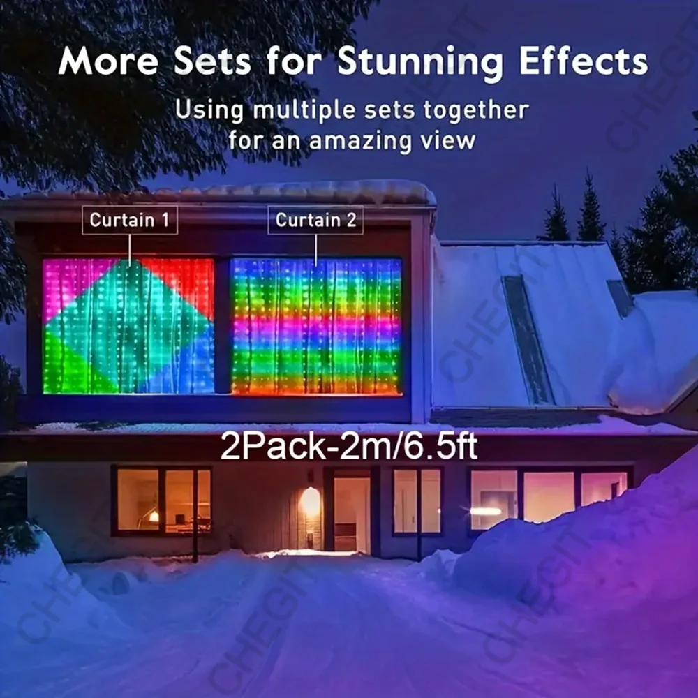 400Leds Smart LED Curtain Light APP Control RGB Dimmable DIY Pattern Music Ambient Lighting For Home Holiday Party Decoration