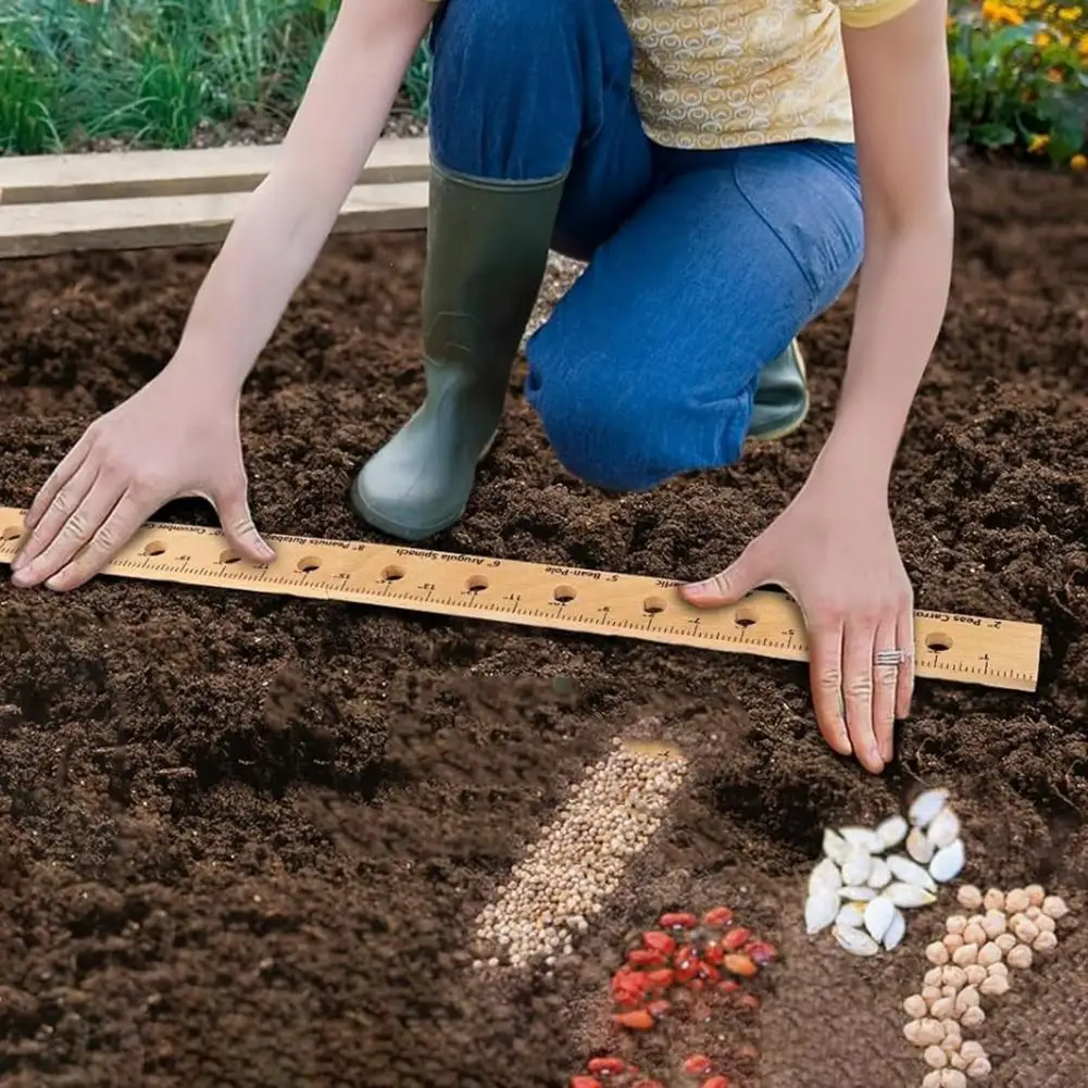 

Wooden Planting Ruler With Spacing Recommendations Foldable Planting Ruler with Holes Portable Garden Ruler Garden Accessories