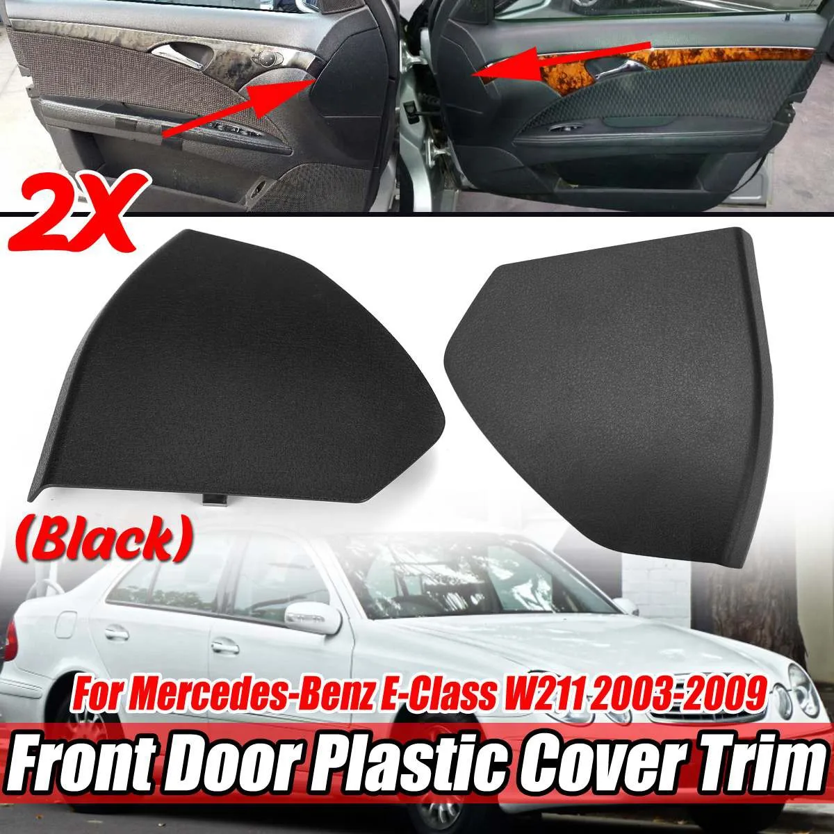 BlackW211CarFrontDoorPlasticCoverTrimShellforMercedesBenzE