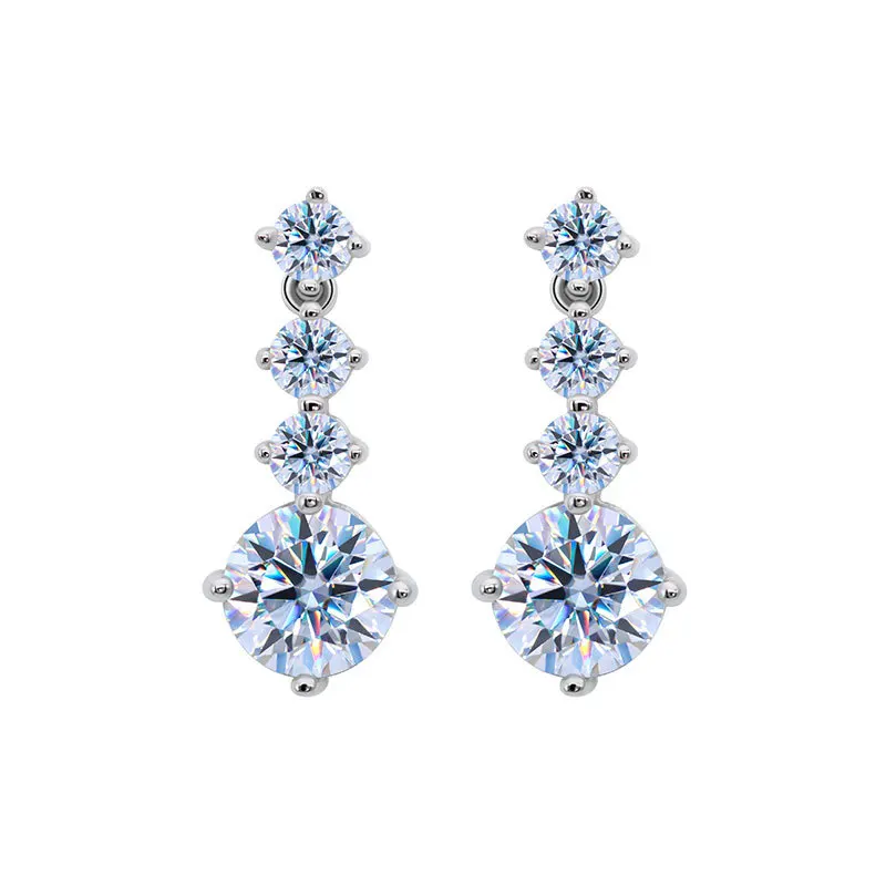

LORIELE D VVS1 All Moissanite Drop Earring Solid s925 Silver Plated 18k White Gold with GRA Wedding Diamond Earrings for Women
