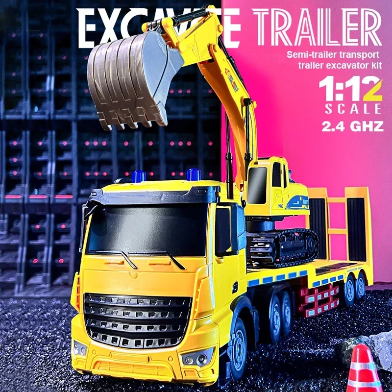 Remote Control Truck with Excavator and Trailer