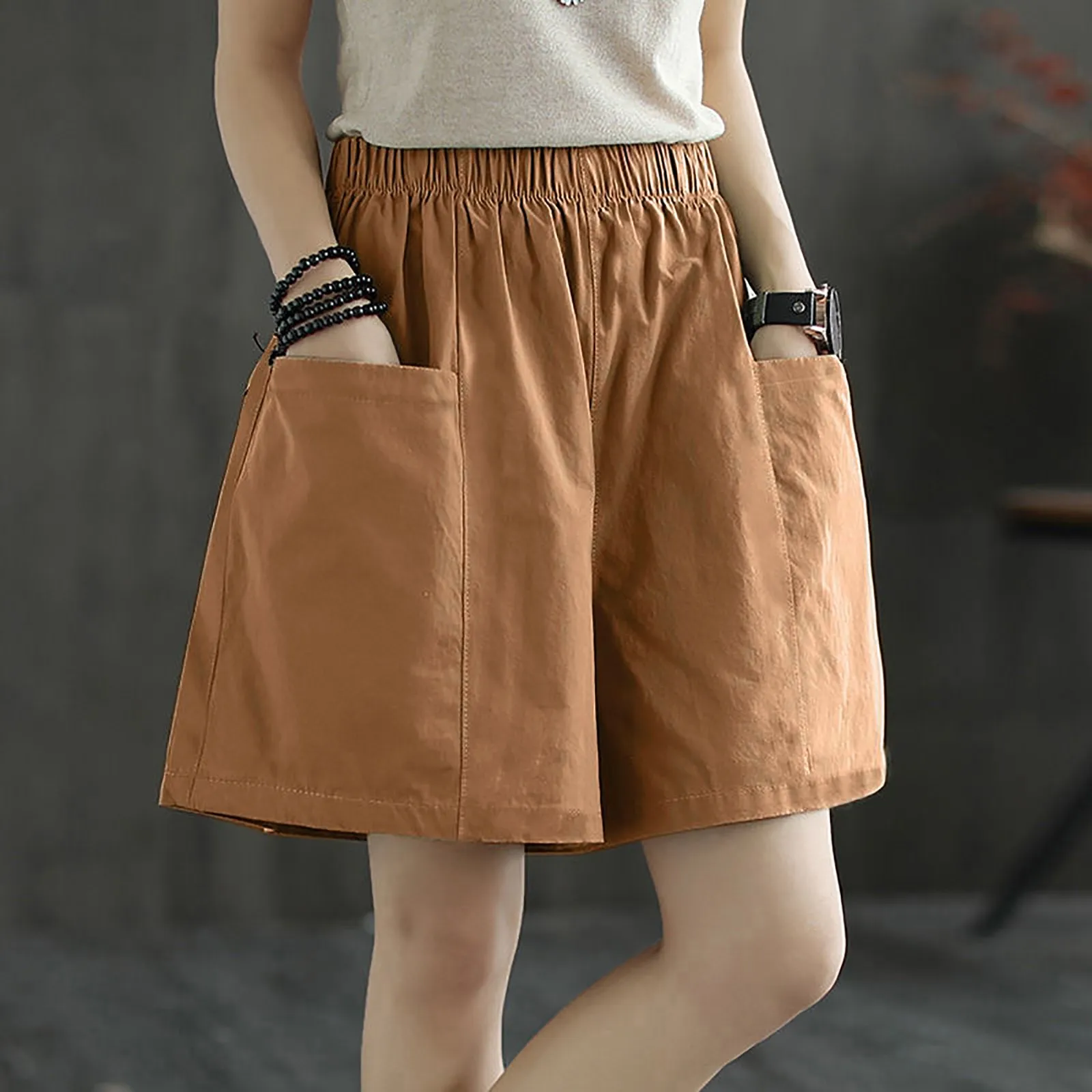 

Cotton Linen Shorts Loose Wide Legs Trunks Breathable Pants Fashion Women's Shorts Solid Color Streetwear Pantalones Cortos New
