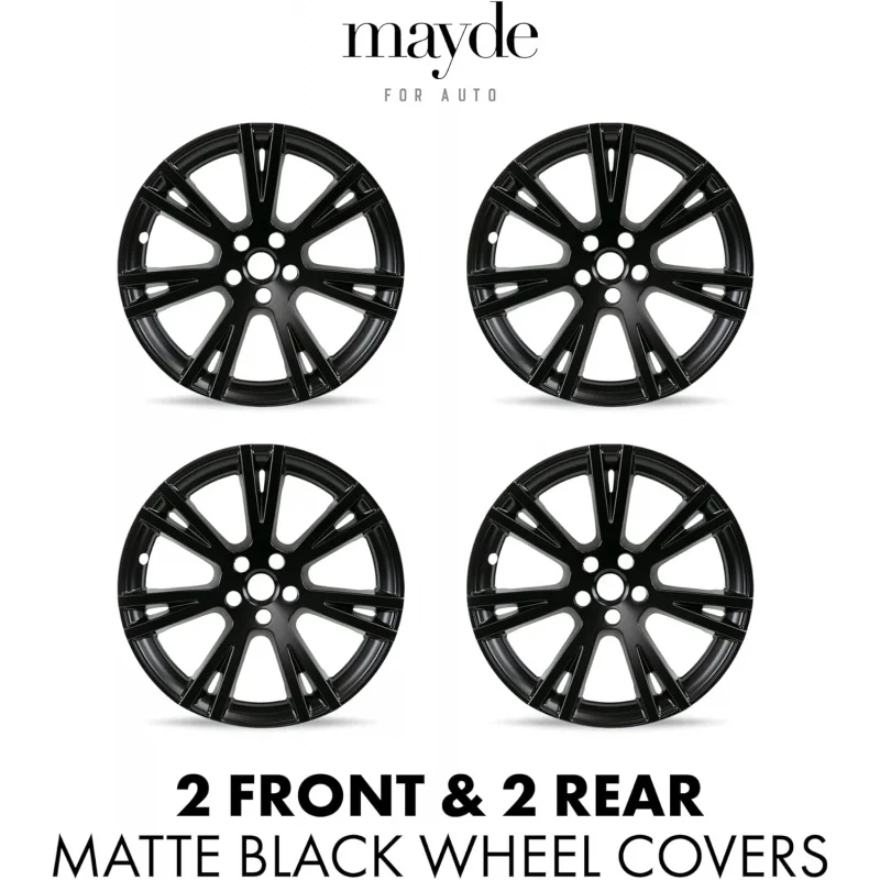 19-Inch Hub Caps fits-Model Y, Replacement Wheel Covers (Set of 4, Matte Black)