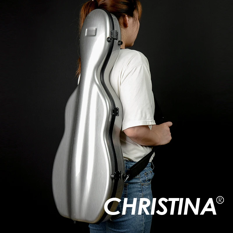 

CHRISTINA Carbon Fiber Violin Case Gourd Shape Silver Grey, Waterproof Lightweight, with Double Shoulder Straps Extra Bag (VB12)