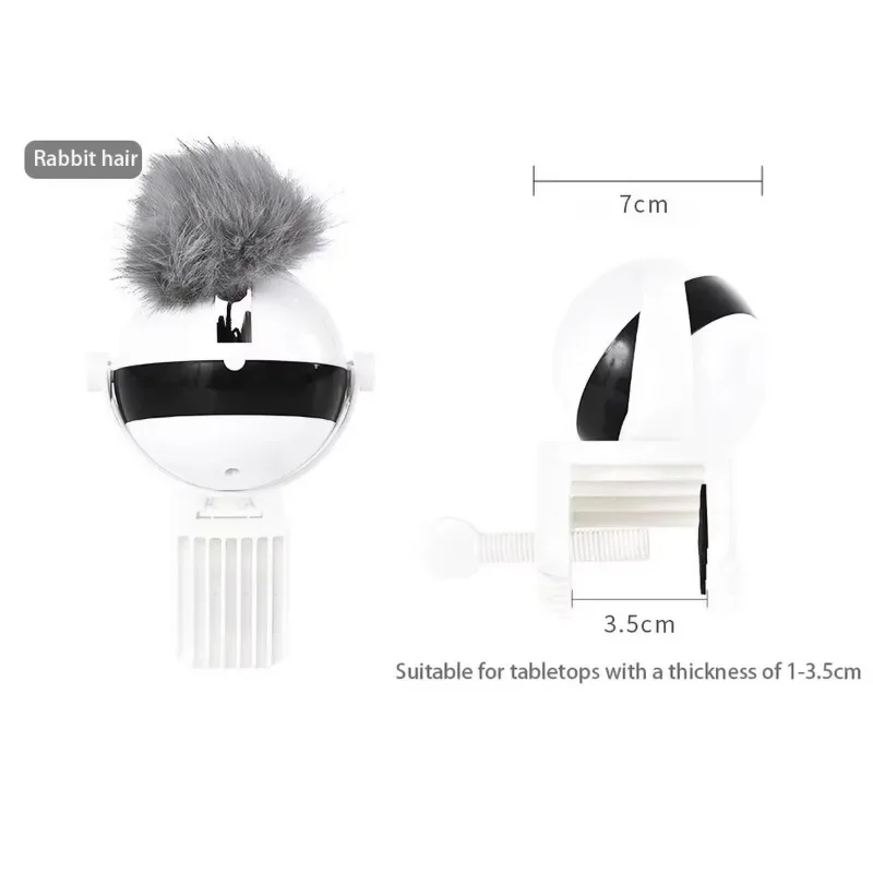 Automatic Cat Teaser Toy Hands-Free Play 7cm Ball Clamp Design 5-Minute Simple Style Auto Shutoff Cat Playing for Pets Ball Toy