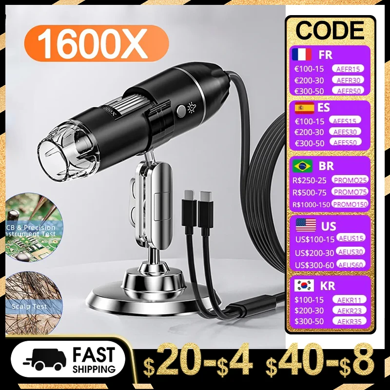 1600XDigitalMicroscopeUSBMagnificationEndoscopePortable