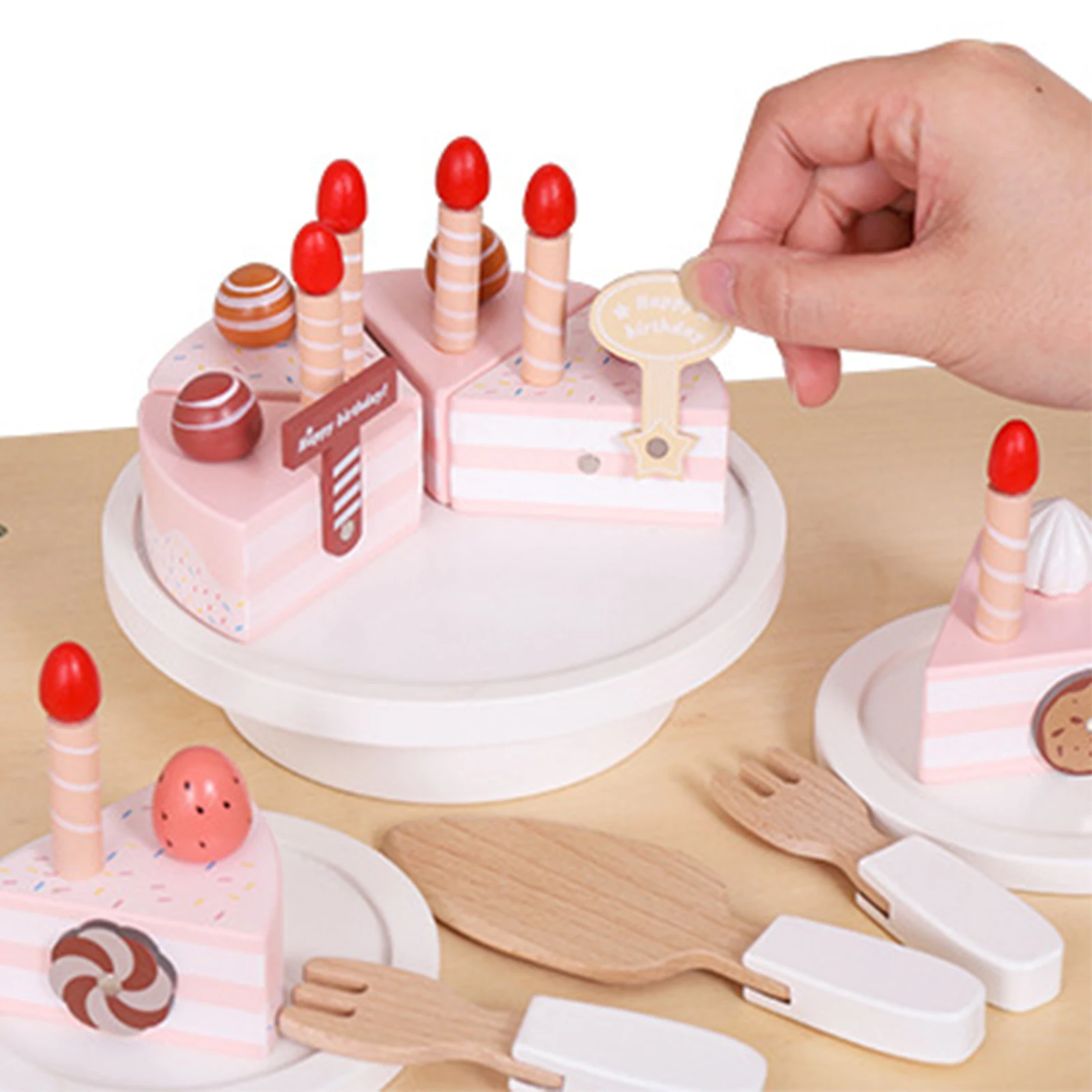 Wooden Cake Toys Montessori Toys Cooking Toy DIY Pretend Play for Boys Ages 3 Years and Up Children Holiday Gifts Preschool