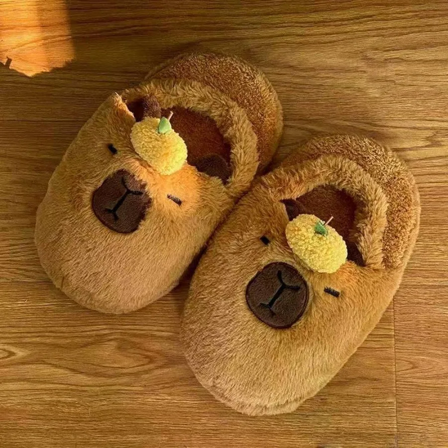 Capybara Plush Slippers Cartoon Lovely Soft Animals Plushie Shoes Cozy Comfortable Kapybara Sandals Winter Indoor Warm Slippers plush toy accessories