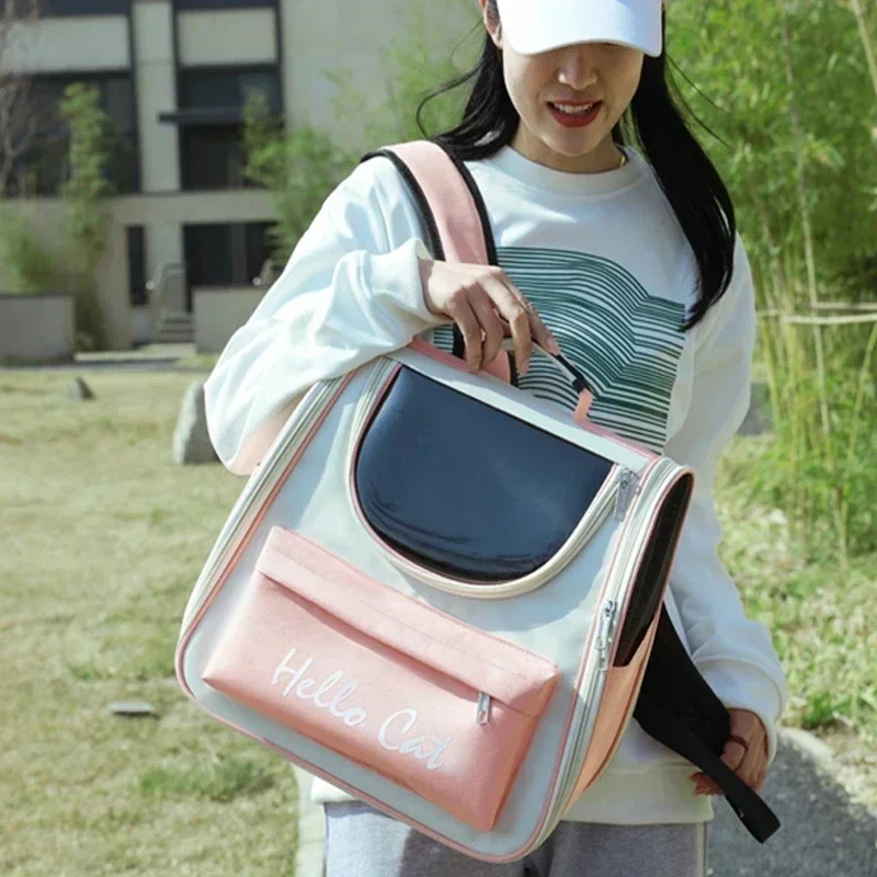 Pet Carrier Backpack Pet Bag Pet Carrier Bag Pet Cat Carrier Bag Breathable Portable Cat Backpack Outdoor Travel Transparent Bag For Cats Small Dogs Carrying Pet Supplies