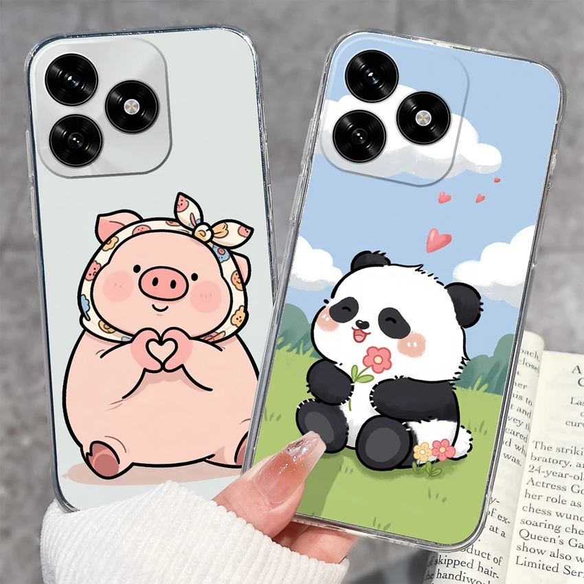 Cute Panda Puppy Soft Silicone TPU Clear Phone Case Back Cover