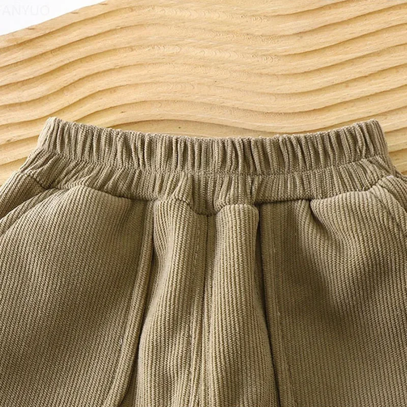 Children Velvet Pants Autumn Winter New Solid Color Boys Kids Thick Warm Sports Trousers Simple Fashion Korean Girls Baby Pants 6