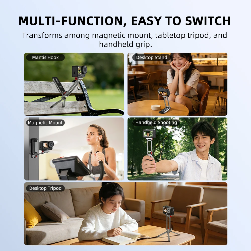 Flymile Action 6 Schnellwechsel-Stativbasis mit 1/4 Zoll Schraubenloch, Karabiner, faltbare magnetische Halterung für DJI OSMO Nano Zubehör – Detail 9