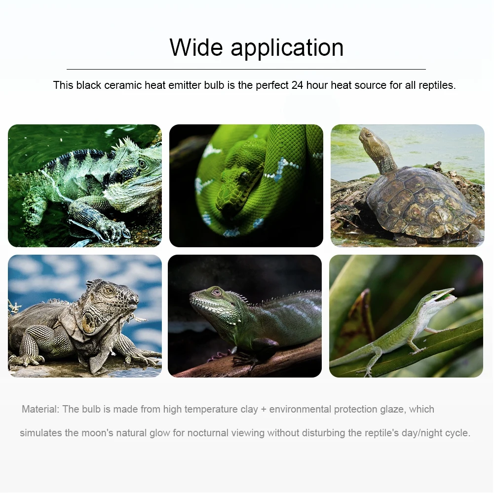 Reptile Heating Lamp Reptile Light Bulb Reptile Lamp Bulb Infrared Heater Lamp Reptile Heater Lamp 50-100W Infrared Ceramic Emitter Pet Reptile Light Bulb Heat Emitter Bulb