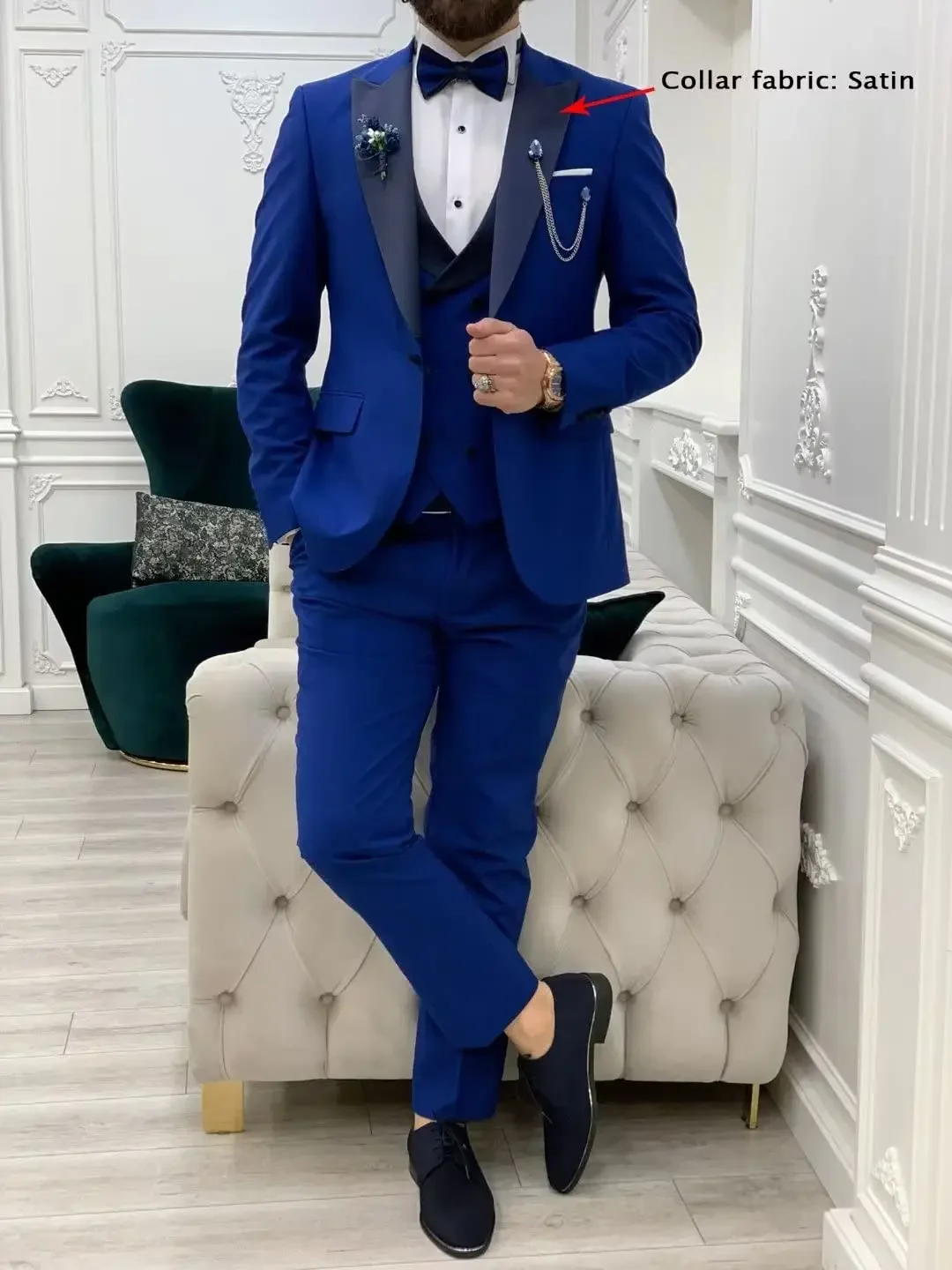 Men's Royal Blue 3-Piece Suit View 1