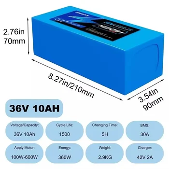 36V 48V Electric Bike Lithium Battery Pack 10,14,16,20Ah Li ion Ebike Battery for Bicycle Scooter Motorcycle with Charger 4