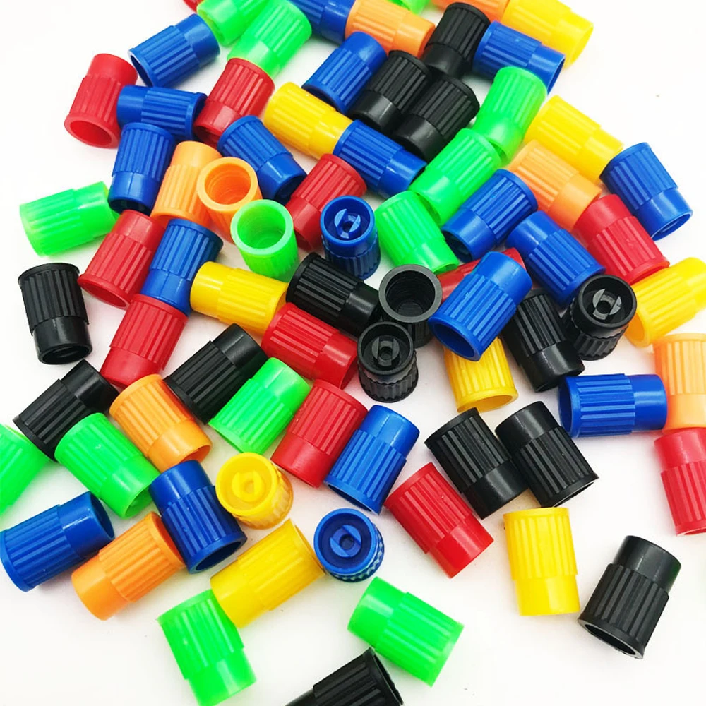 Universal Tire Valve Caps with Core Remover Tool - Durable Plastic Dust Protection