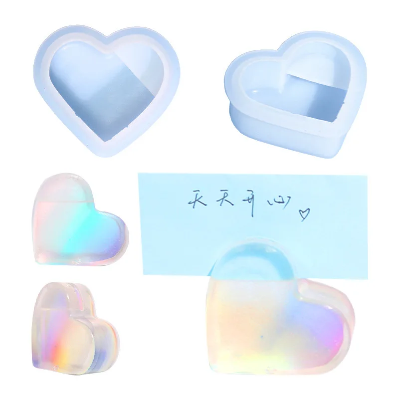 DIY Heart Cloud Shaped Message Note Clip Silicone Mold Handmade Cement Resin Office Business Card Holder Making Desktop Decor