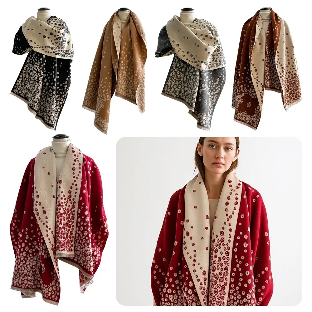 Polyester Windproof Scarf Shawl Poncho for Women Autumn Winter