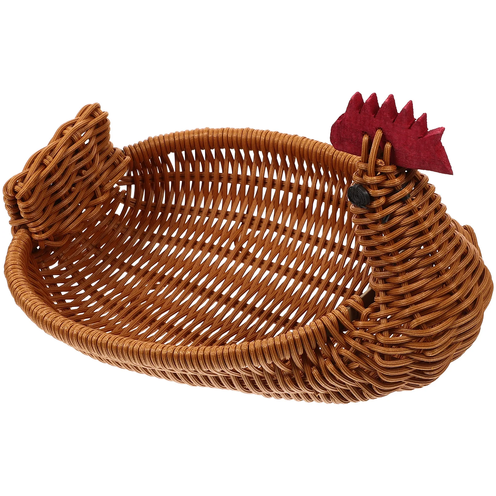 

Rattan Woven Fruit Basket Cute Chicken Shaped Fruit Bread Basket Snack Tray Food Serving Basket Easter Egg Hunting Game