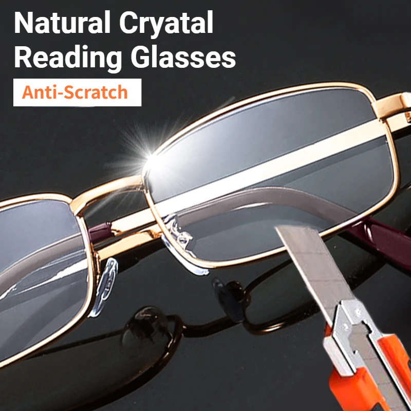 Очила за четене от истинска смола Мъже Жени Квадратна пълна рамка Очила с пресбиопия против надраскване с диоптър +1,5 2,0 2,5