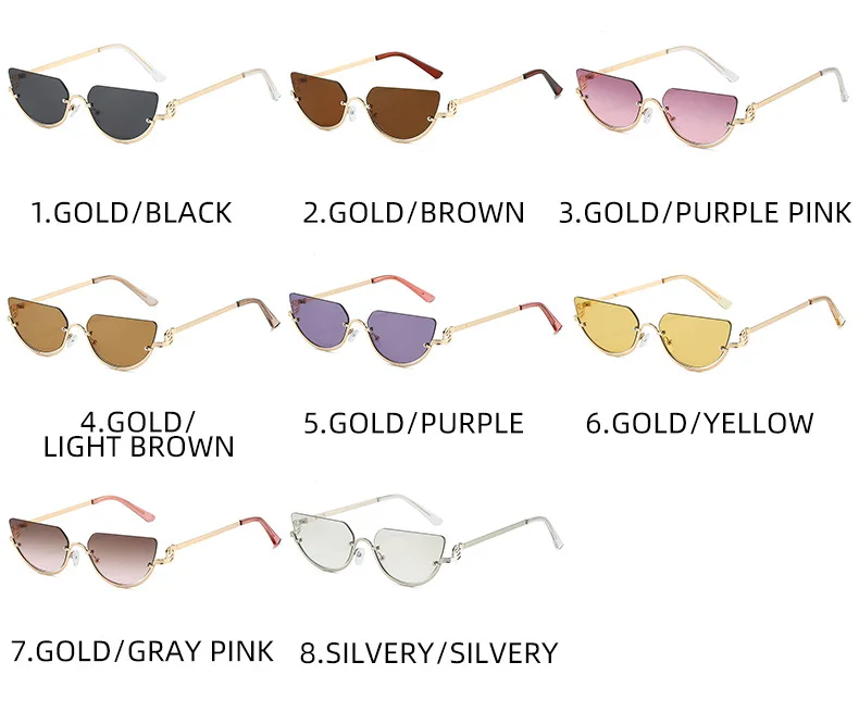 Luxus Marke Cat Eye frauen Sonnenbrille Neue Retro Metall Halb Rahmen Vintage Sonnenbrille Weibliche Damen Sexy Cateye Brillen – Detail 10