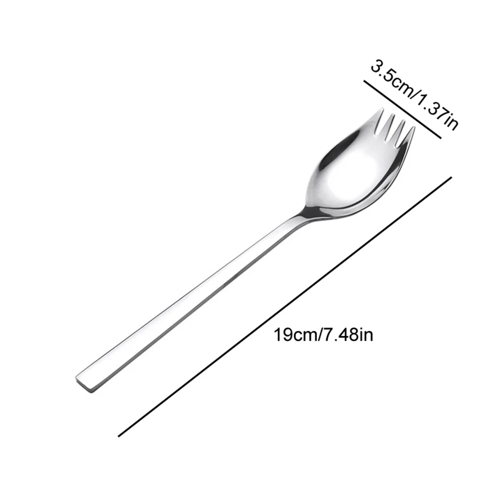 10Pcs Spork Camping Tableware Stainless Steel Flatware Utensil Set Multipurpose Portable Noodle Fork for Dessert Ice Cream Salad
