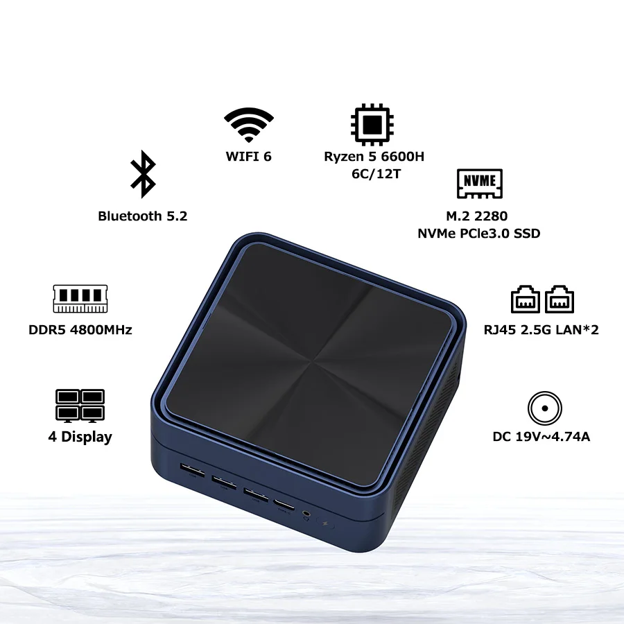 ミニpc Ryzen 5 6600H 16GB RAM SSD 1TB ZXIPC Mini PC AMD Ryzen 5 6600H DDR5 1TB M.2 SSD Desktop