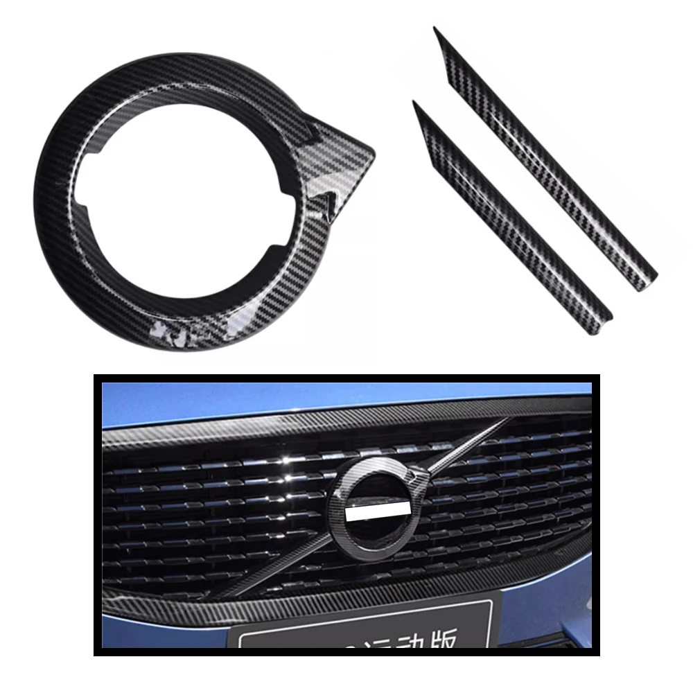 

1 Set Car Grille Stickers For Volvo S60 XC40 XC60 S90 V90 XC90 Modified Decoration Accessories Carbon Fiber Pattern / Black