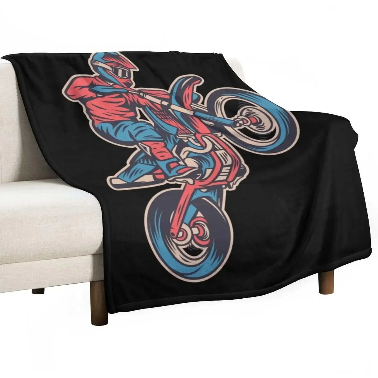 

Motocross wheelie Throw Blanket Decorative Throw Soft Big Blankets