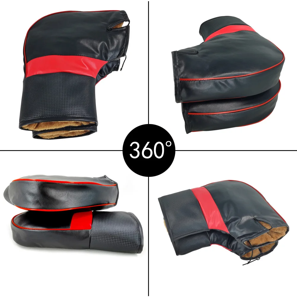 Motorcycle Handlebar Cover Winter Battery Bike Windshield Gloves Windproof Warm Handle Thickened Reflective Strip 3