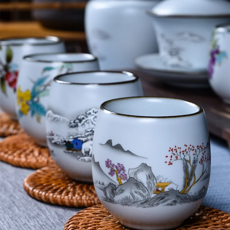 Coffee tea cups chinese style handmade ceramic small cups teacup with  handle personality mugs chinese porcelain