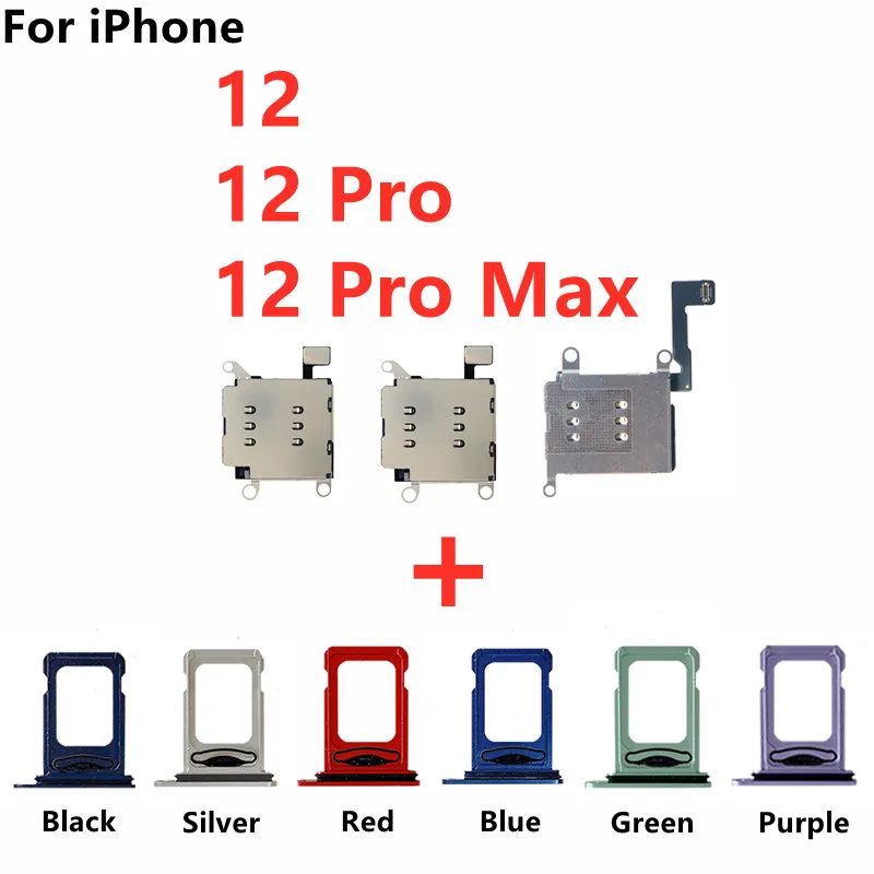 Dual Sim Card Reader Connector Flex Cable Ribbon Per Iphone 12 Pro Max Sim Card Vassoio Slot Holder Parti Di Ricambio