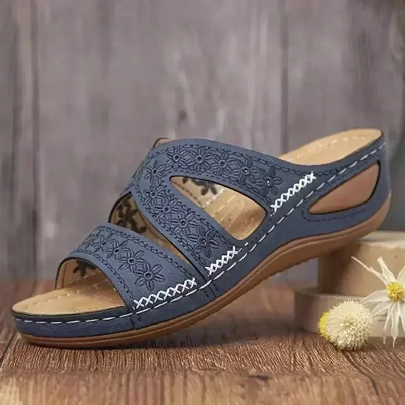 2025 Summer Women Wedge Sandals – Orthopedic, Open Toe, Vintage Anti-Slip Leather Platform Shoes Beach Footwear Sandals