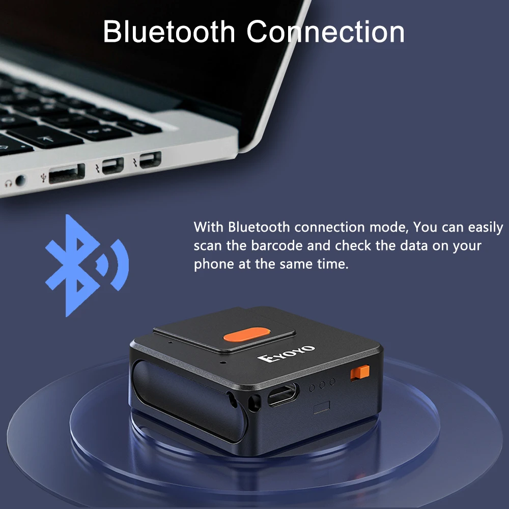 Eyoyo Wearable 1D Laser Bluetooth Barcode Scanner Finger Trigger Scanning Wireless Bar Codes Reader Works With Phones Computers
