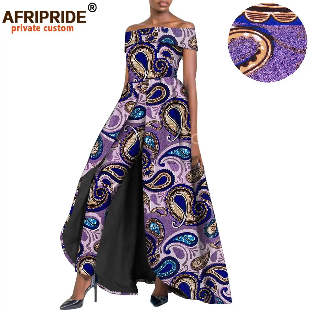 African Style Women 2 Piece Suit for Lady Long Splits Dress+long Ankara Pants Dashiki Real Wax Print AFRIPRIDE A1926005