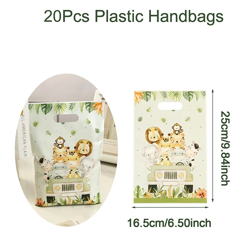 Bolsas de regalo con forma de animales de la jungla, 10, 20 o 50 unidades, para envolver galletas y dulces, bolsas de regalo de safari para invitados, suministros de cumpleaños para niños y baby showe
