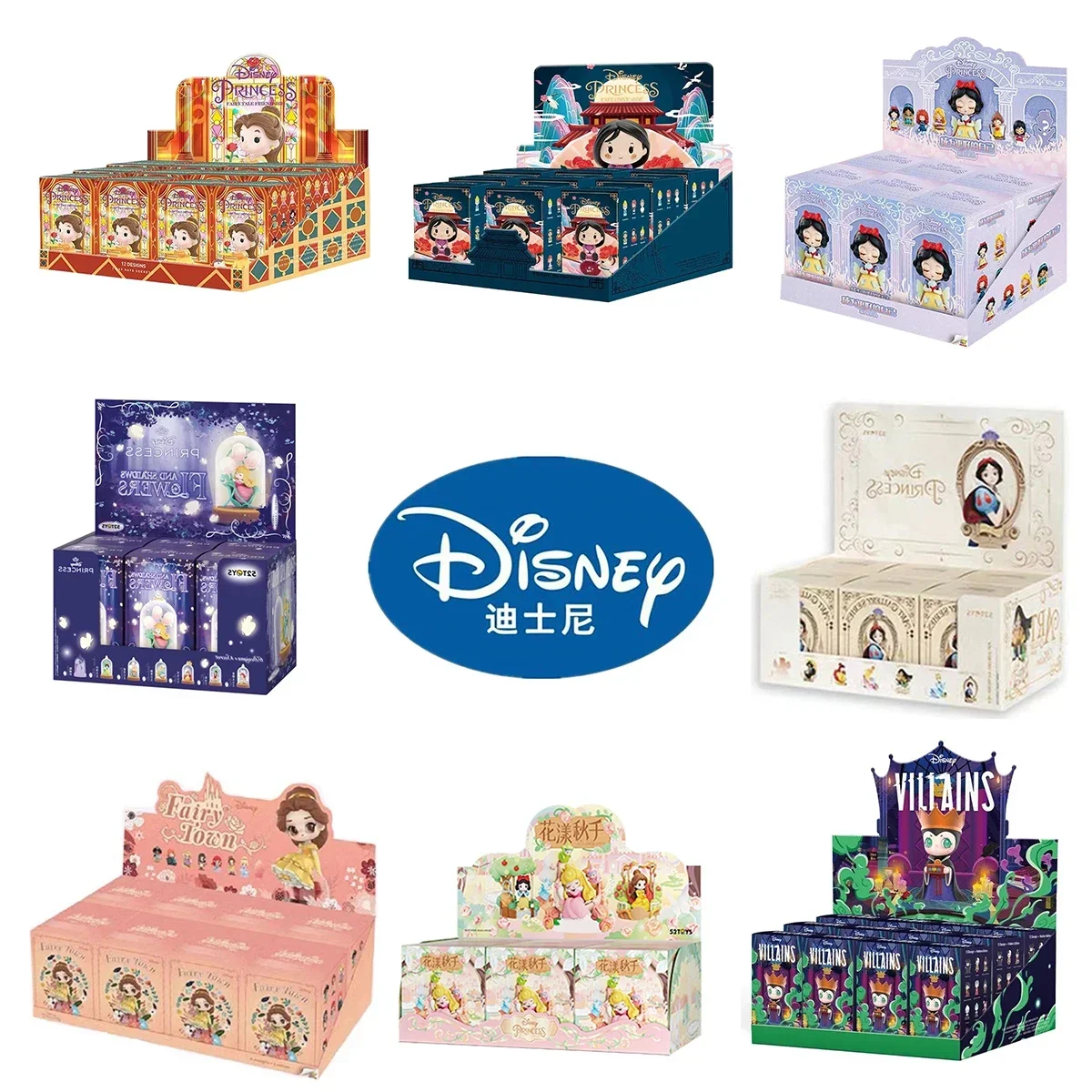 

Original Disney Princess Series Whole Set Blind Box Snow White Ariel Belle Cinderella Mulan Figure Mystery Box Cute Doll Kid Toy