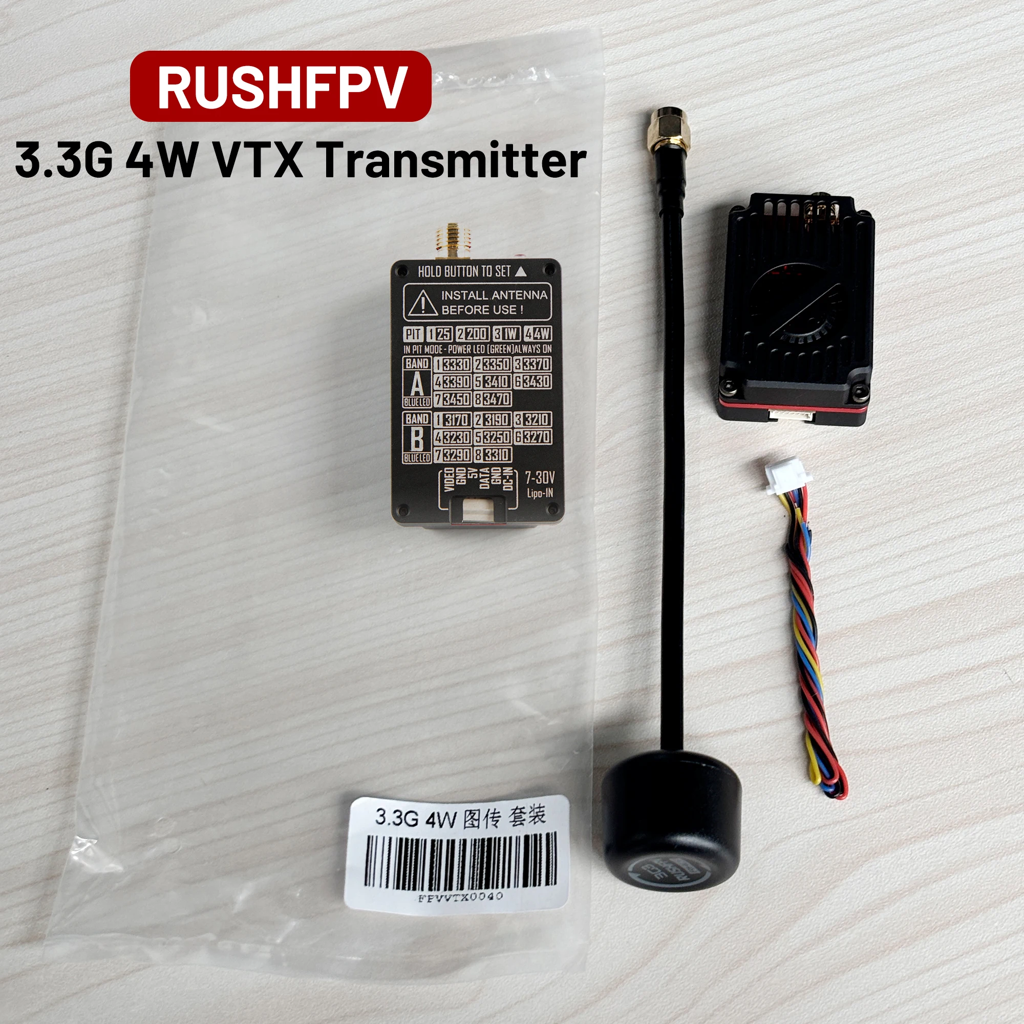 RushFPV 3.3G 4W VTX & VRX Kit FPV Transmission Vidéo