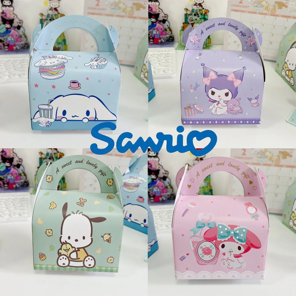 

5pcs Sanrio Japanese Anime Peripheral Tote Bag Cute Cartoon Cinnamoroll Kuromi Melody Pochacco Pattern Gift Bag Candy Snack Bag