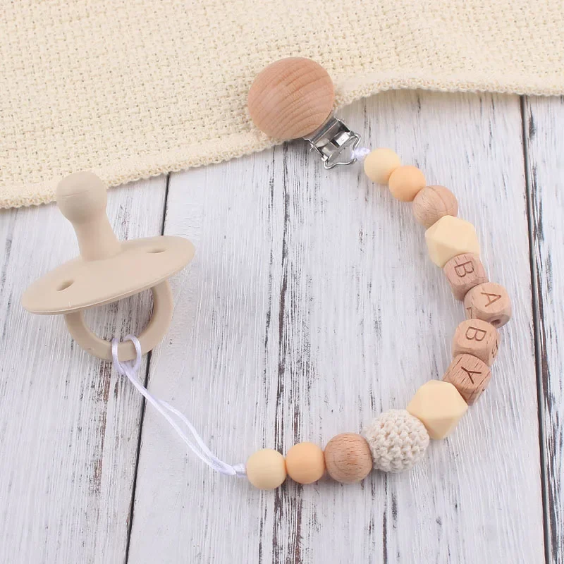 Pacifier clip Personalized Name Baby Pacifier Clips Chains Silicone Beads Teethers Dummy Nipple Holder Clip Newborn Teething Toys Accessories