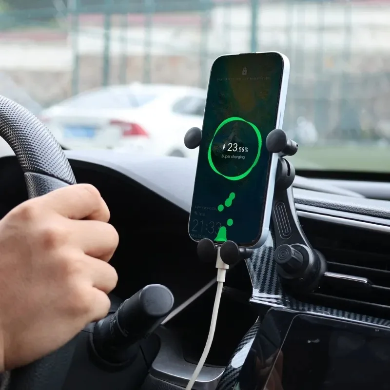Car Air Outlet Phone Holder Auto Air Vents Hook Fixed Navigation Bracket Anti Shake Gravity Holder Extendable Mobile Phone Stand
